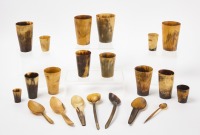 Group of Horn Cups and Utensils