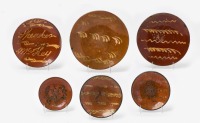 Six Redware Slip Decorated Plates
