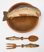 G. Lucien Bouchard Folk Art Trout Salad Bowl - 2