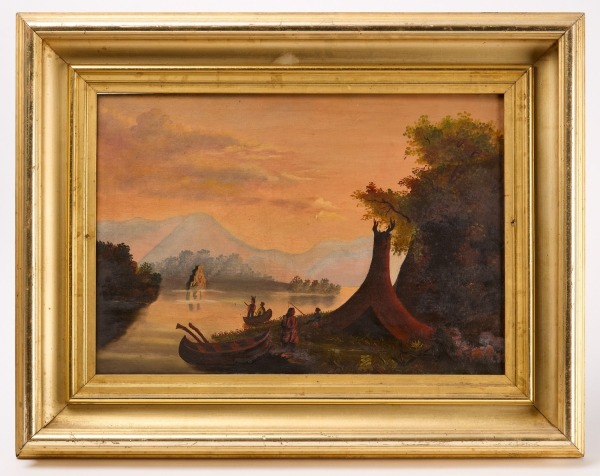 Folk Art Landscape with Native Americans