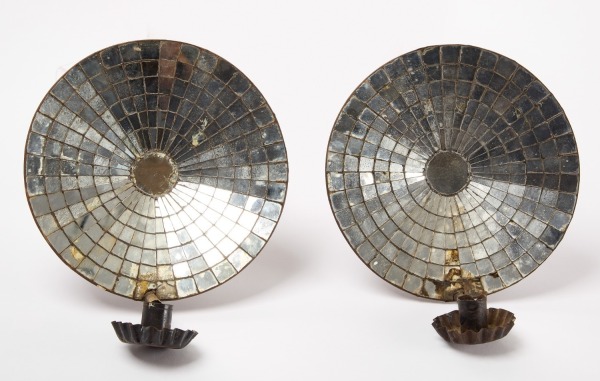 Pair of Mirrored Glass Candle Sconces