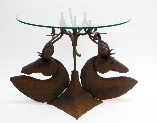 Brutalist Iron Stag Cocktail Table