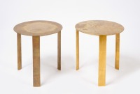 Pair of Round Gilt End Tables