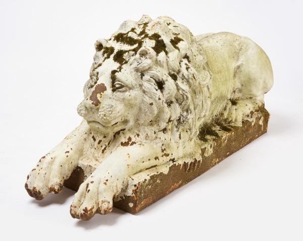Cast Iron Painted Garden Lion