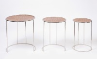 Theodore Alexandre - Set of Three Stacking Chrome and Hide Tables