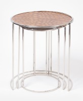 Theodore Alexandre - Set of Three Stacking Chrome and Hide Tables - 2