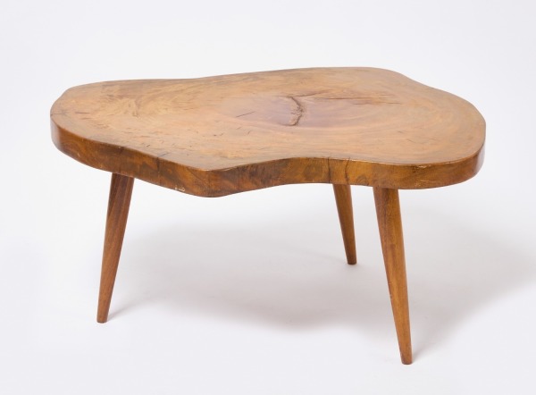 MCM Slab Top Coffee Table on Three Turned Legs