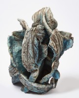 Judy Moonelis Studio Pottery Sculpture of Head With Hidden Faces - 5