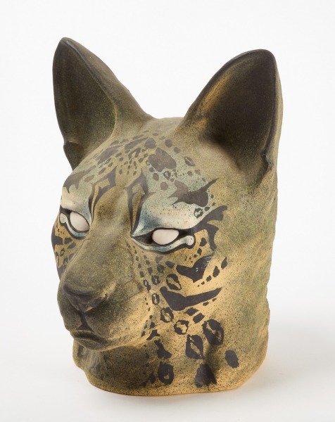 Ceramic Ocelot Head Sculpture