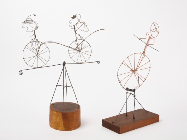 William Accorsi - Two Wire Cyclist Sculptures