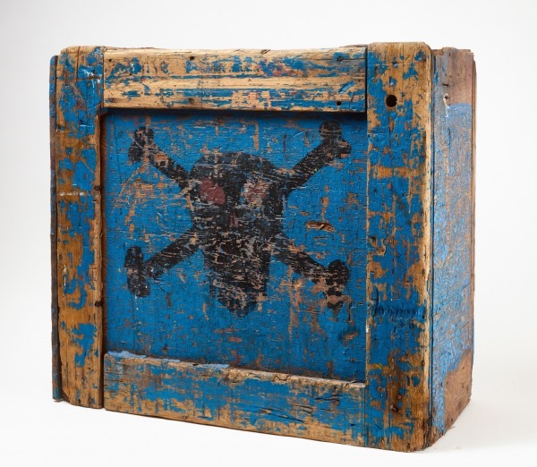 Painted Crate with Skull and Crossbones