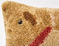 Pair of Wool Mittens and Hooked Wool Pillow - 2