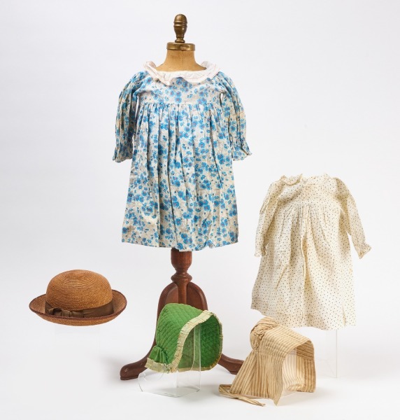 Group of Headware, Baby Dresses, and Nightgowns