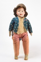 Composite and Straw Doll in Patriotic Outfit, with Rocking Chair - 3