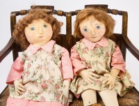 Pair of Rag Dolls with Windsor Bench - 2