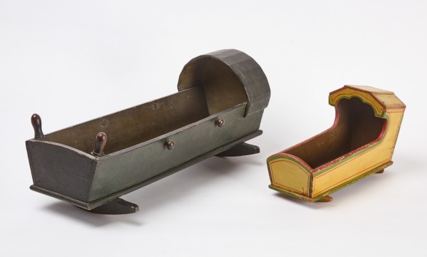 Two Painted and Hooded Doll Cradles