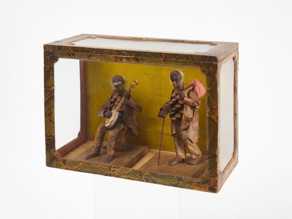 Pine Cone and Acorn-Head Dolls in Glass Case