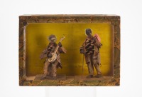 Pine Cone and Acorn-Head Dolls in Glass Case - 2