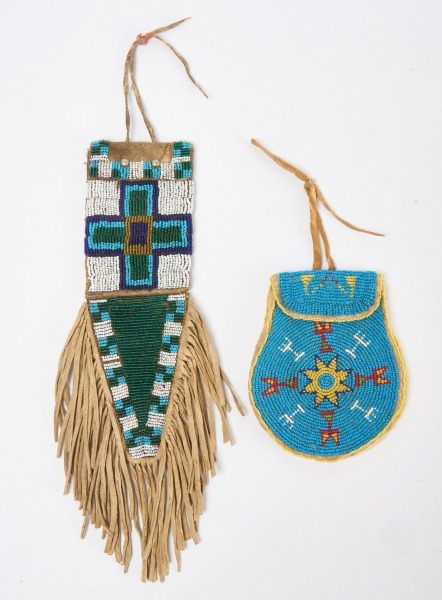 Beaded Ute Tail Bag and Peyotte Pouch