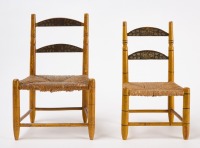 Two Painted Toile Doll Chairs - 2