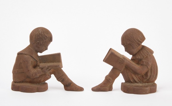 Pair of Bookends - Boy and Girl Reading - RTC