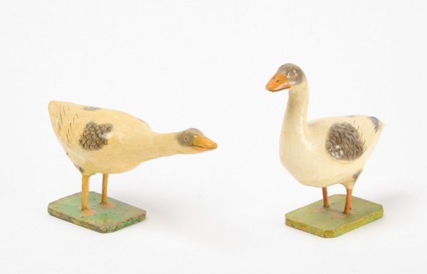 Two Painted Composition Geese - RTC