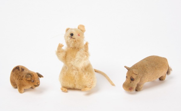 Three Felt Animals - Hippo, Spotted Dog, and Mouse