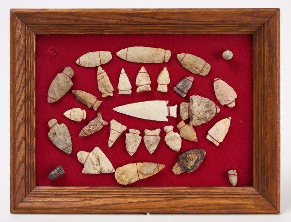 Framed Series of Native American Lithics