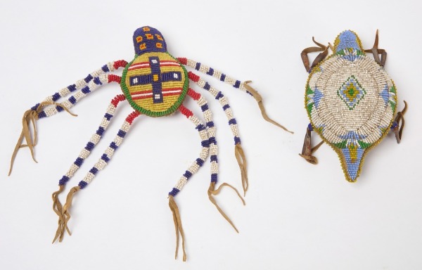Two Large Native American Amulets - Turtle and Rare Spider