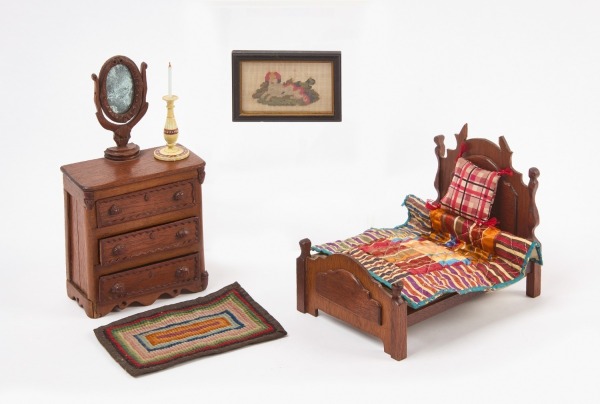 Group of Dollhouse Handmade Bedroom Furniture