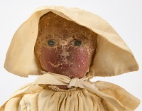 Early Painted Cloth Doll with Bonnet - 2