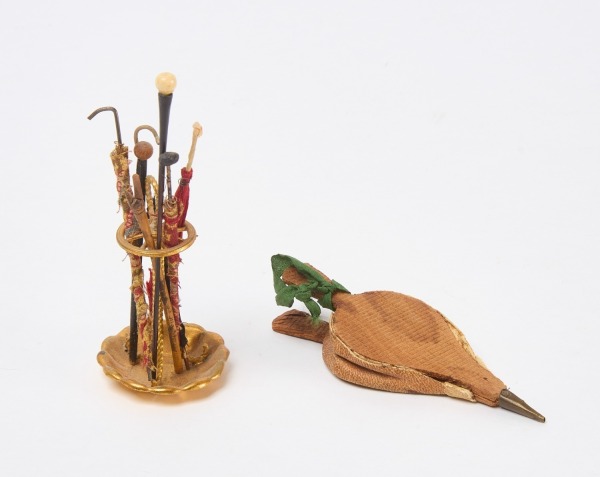 Dollhouse Umbrella and Cane Stand, and a Bellows