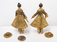 Pair of Early Dolls with Hats - 3