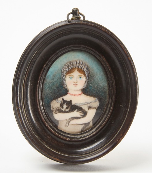 Miniature Portrait of a Girl with her Cat