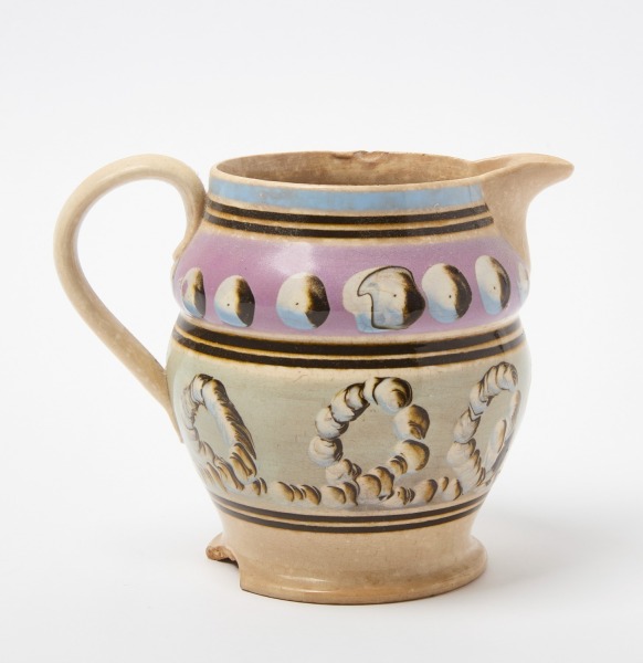 Earthworm and Cat Eye Mochaware Pitcher