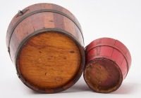 Diminutive Shaker Pail in Red Paint and Multi-Wood Pail - 4