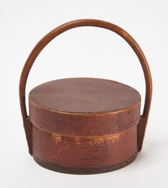 Early Small Painted Lidded Box With Handle