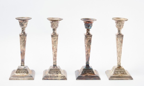 Four Silverplated Candlesticks