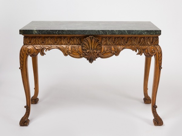 Limewood Console With Marble Tap