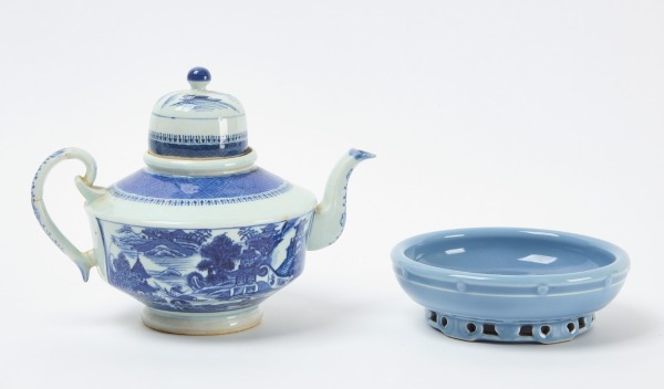 Chinese Tea Pot and Clair De Lune Footed Bowl