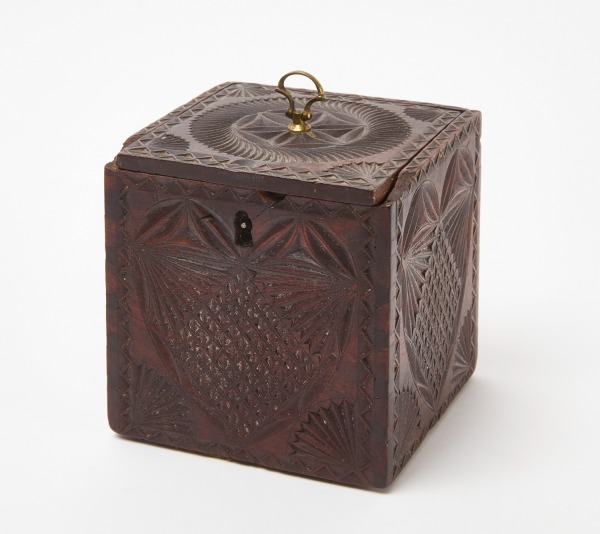 Chip-Carved Slide-Top Tea Box with Hearts