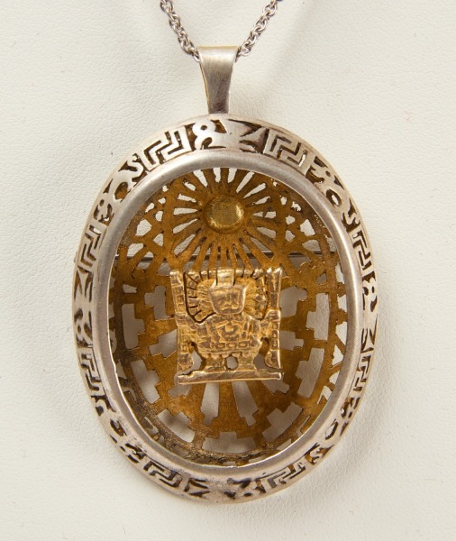 18k and Sterling Peruvian Motif Necklace