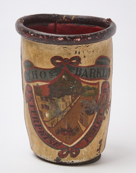 Fire Bucket with Burning Building