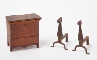Miniature Blanket Chest and Tinder Andirons