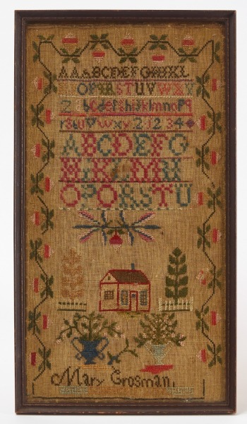 Needlework Sampler with House