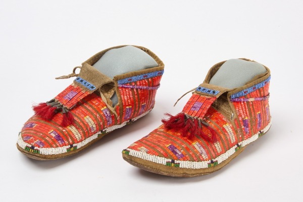 Pair of Quill and Beaded Moccasins