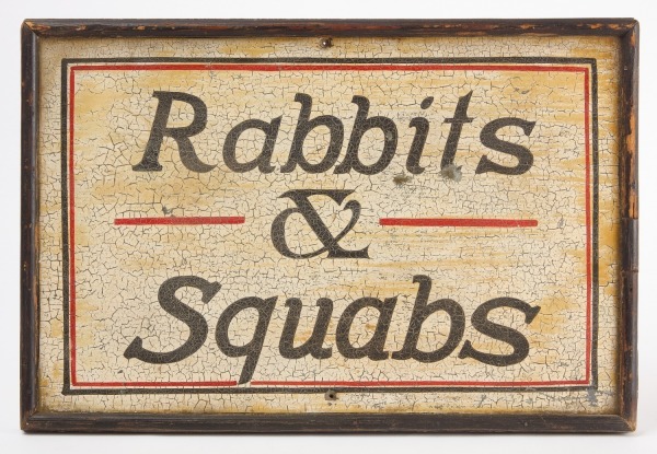 Rabbits & Squabs Trade Sign