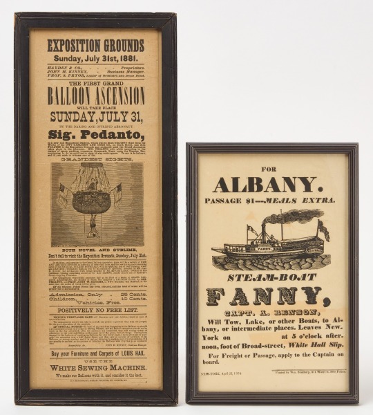 Two Framed Broadside Advertisements