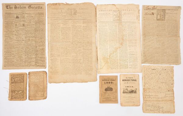 Group of Early Almanacs, and 1703 Stonington/Preston CT Land Deed