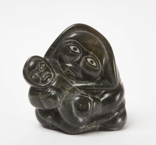 Eskimo Soapstone Carving of a Mother and Child